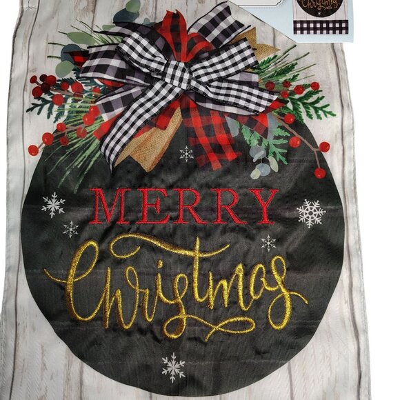 Merry Christmas Ornament 18 inch Dimensional Embroidered Yard Flag - Picture 3 of 5